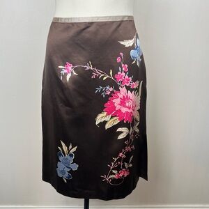 White+Warren Silk Blend Floral Pencil Skirt Size 8
